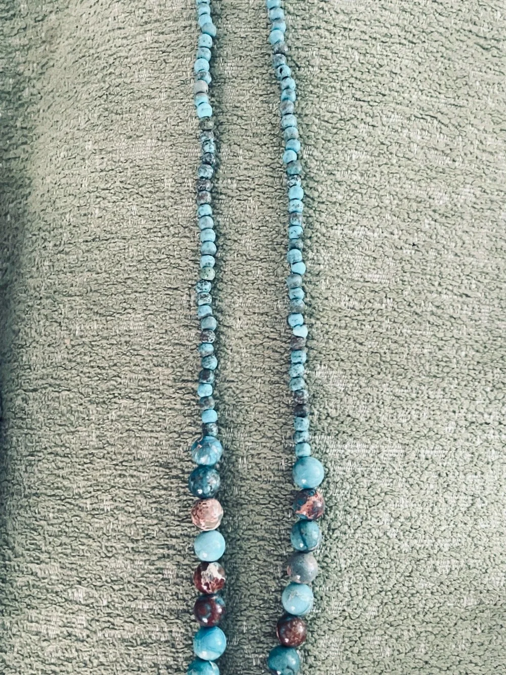 Turquoise Beaded Pendant Necklace and Bracelet Handmade